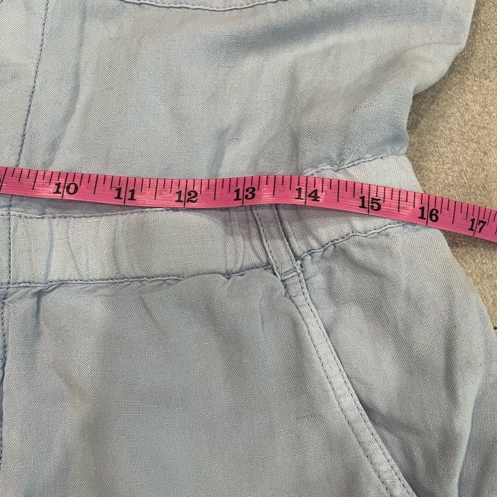 [L]Rip Curl Panoma Linen Blend Romper Light Blue Sleeveless Button rolled Hem - Picture 8 of 11